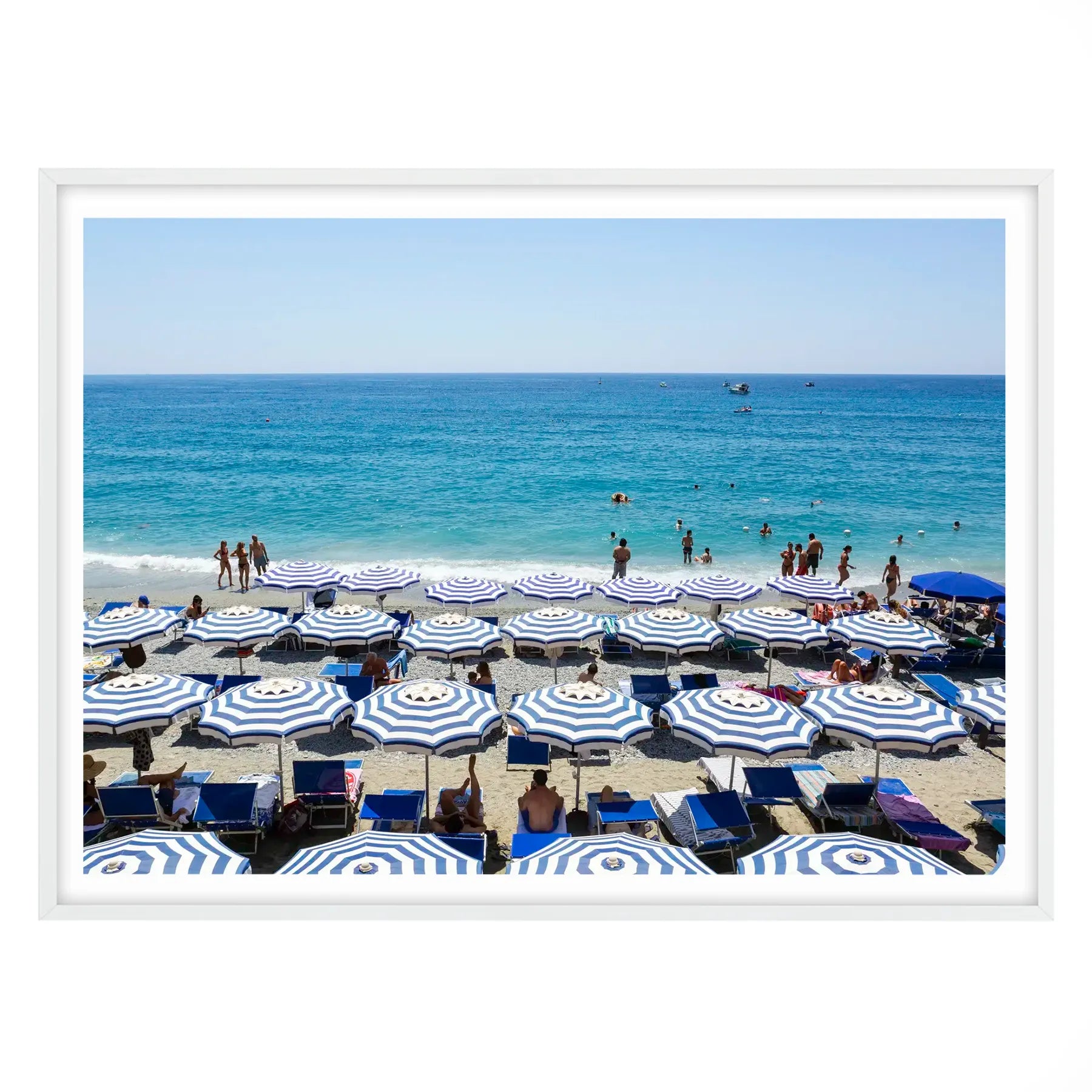 Monterosso Blue and White Beach Umbrellas, Cinque Terre