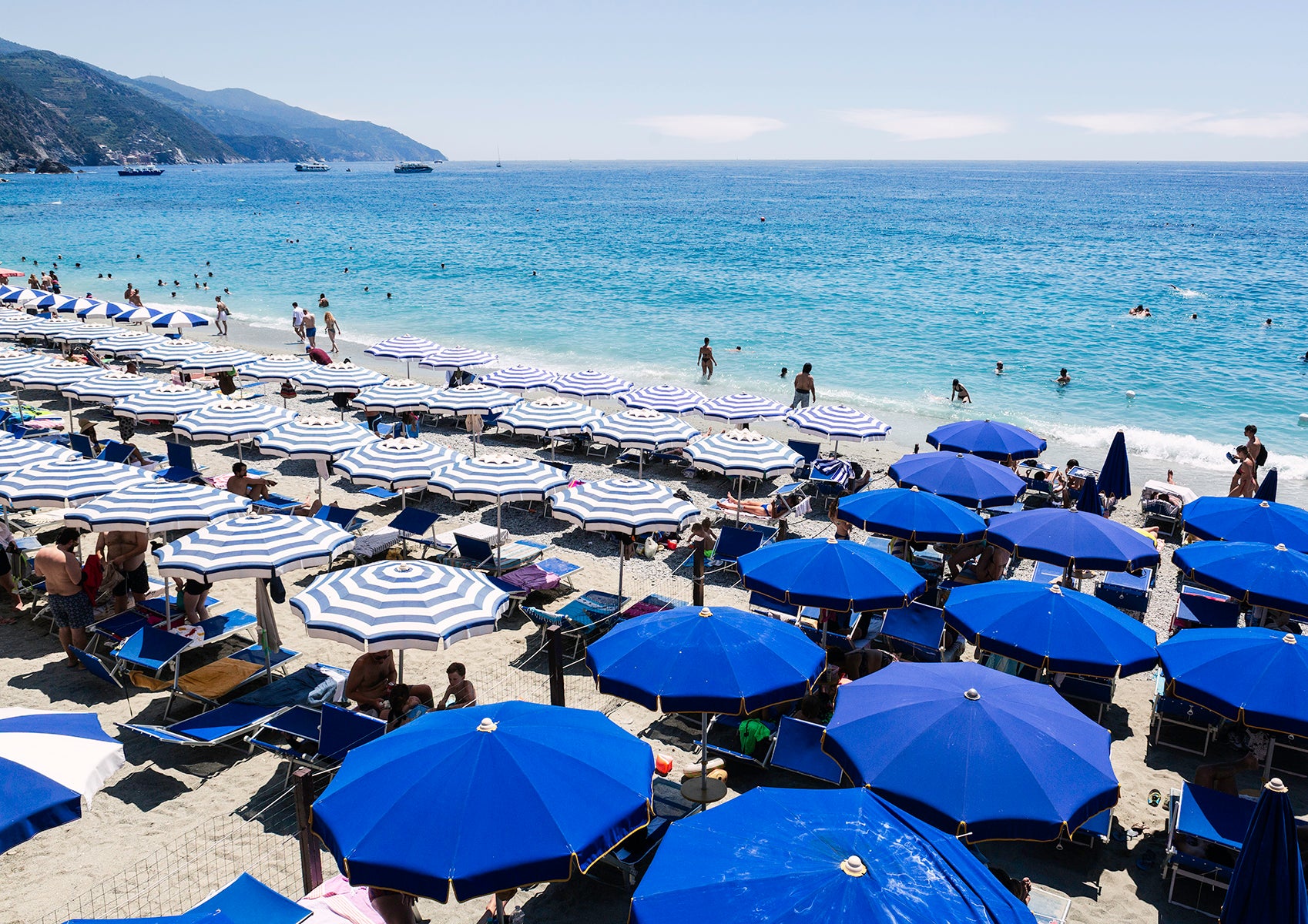 Monterosso Blues, Cinque Terre - Horizontal - Nostalgic Edit - Wall Art Print