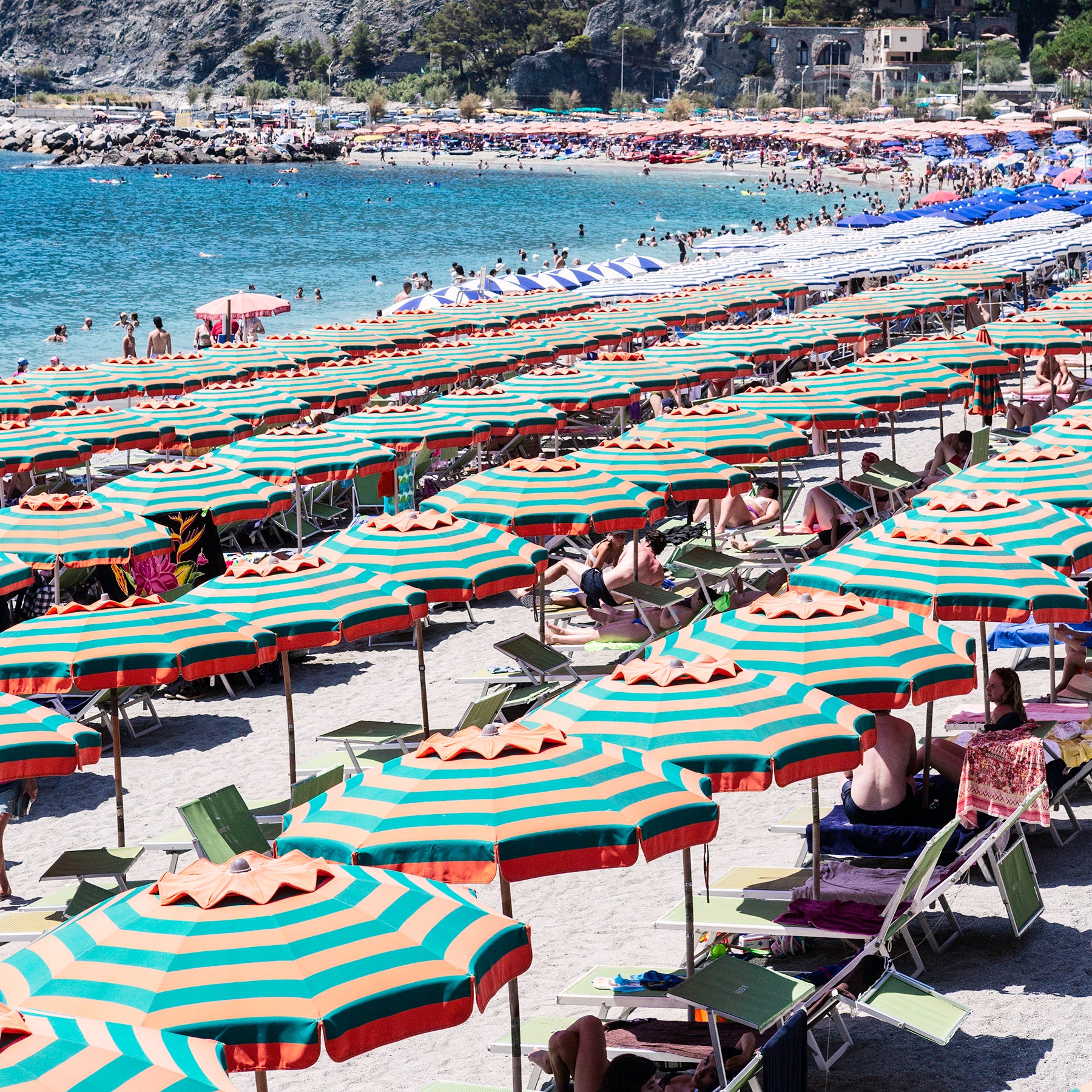 Sun-Kissed Stripes of Monterosso, Cinque Terre - Nostalgic Edit - Wall Art Print