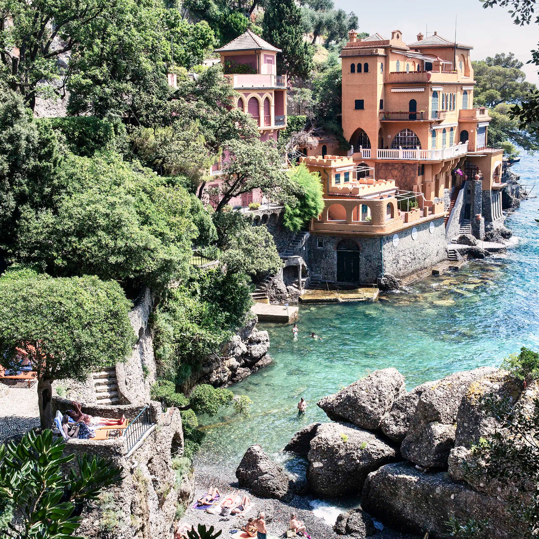 Baia Cannone Hidden Gem, Portofino - Square - Nostalgic Edit - Wall Art Print