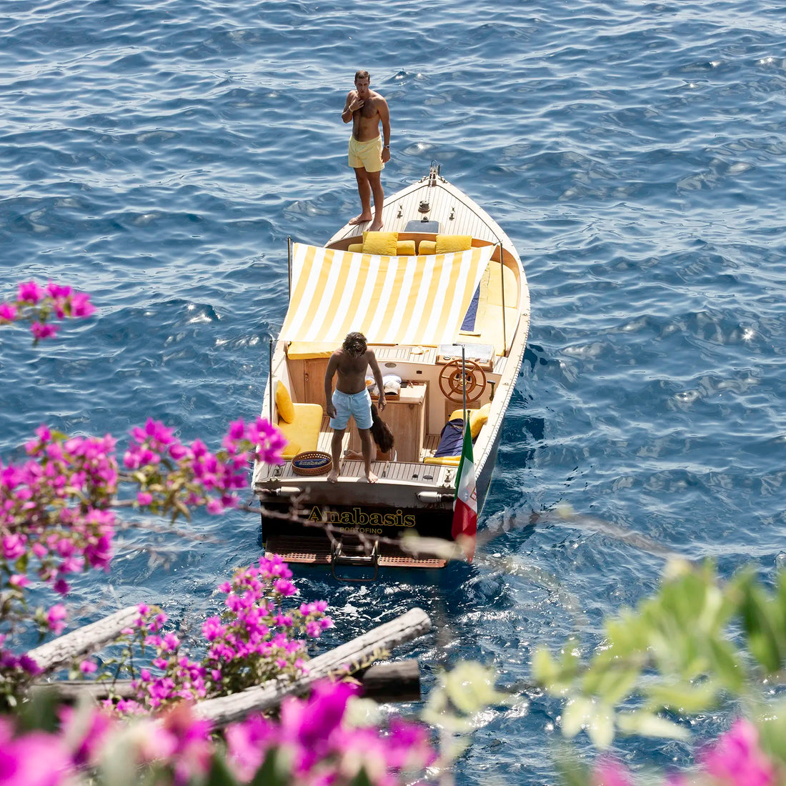 Boat Day Bliss, Portofino - Square - Nostalgic Edit - Wall Art Print