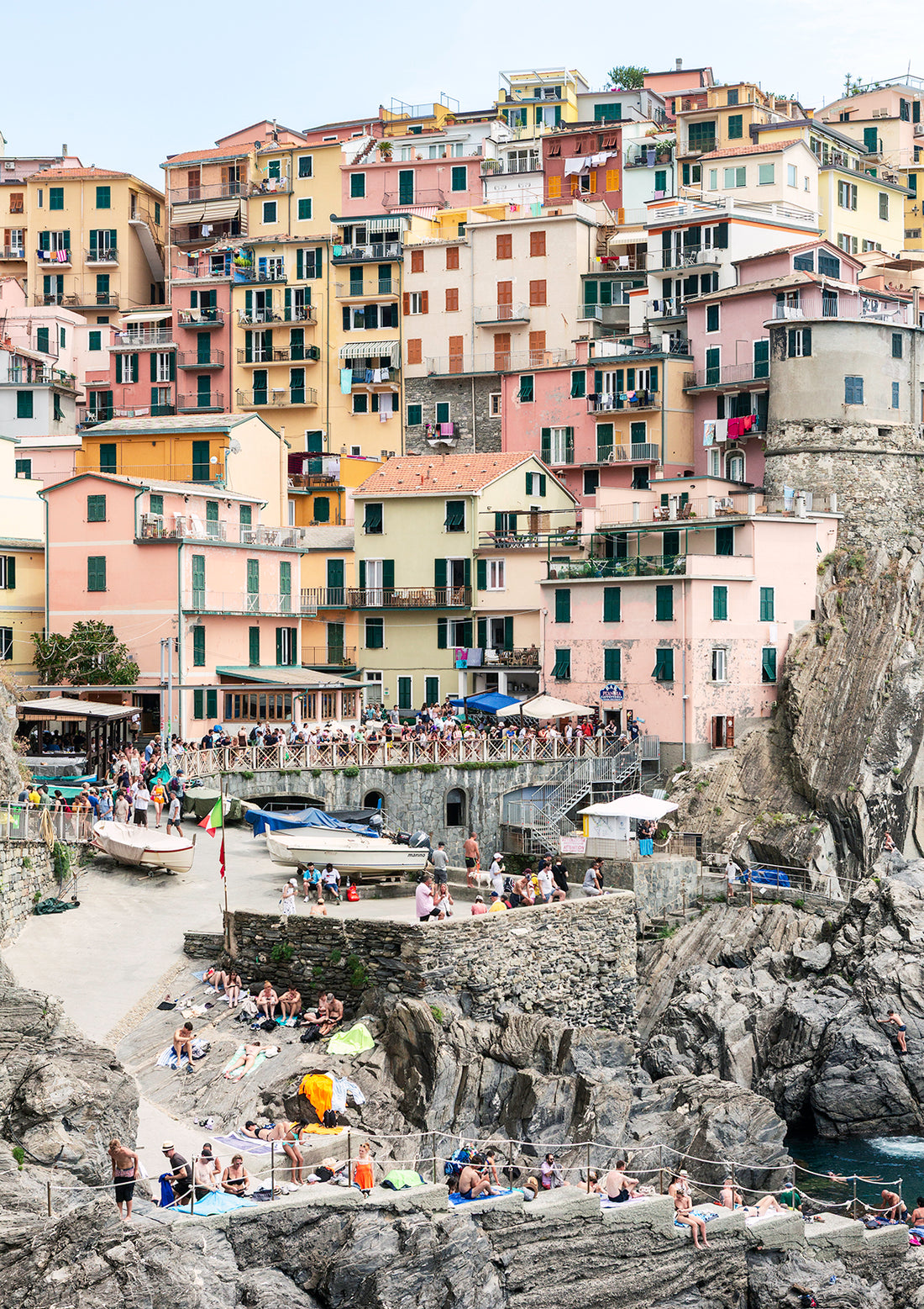 Coastal Colours of Manarola, Cinque Terre - Nostalgic Edit - Wall Art Print