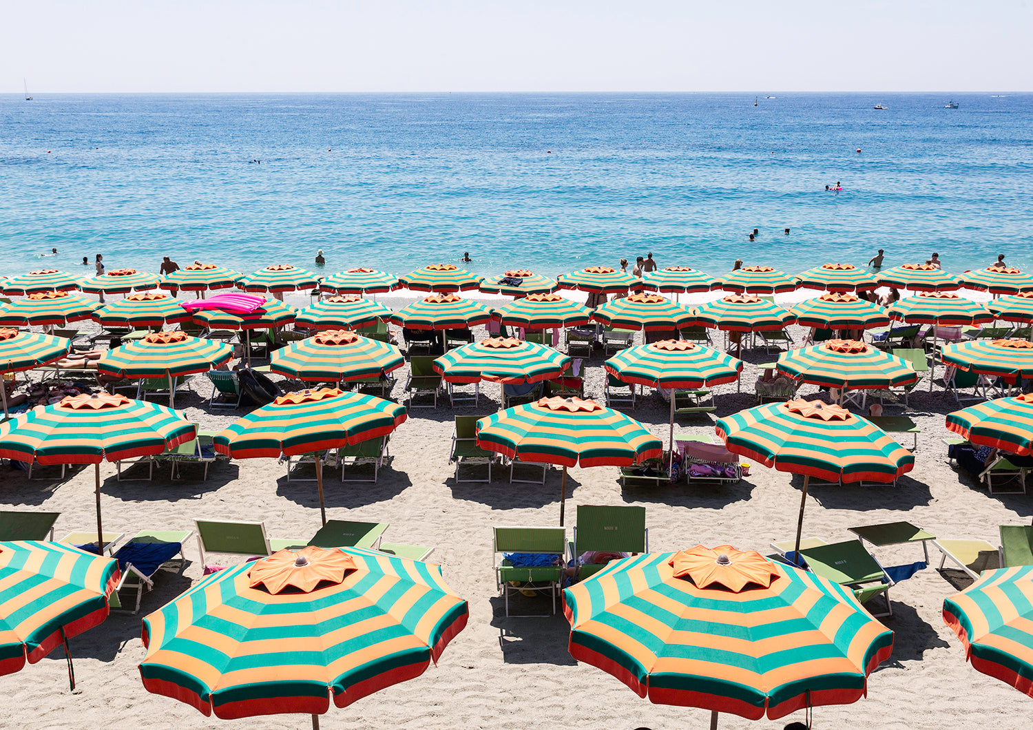 Italian Summer Stripes, Monterosso, Cinque Terre - Nostalgic Edit - Wall Art Print