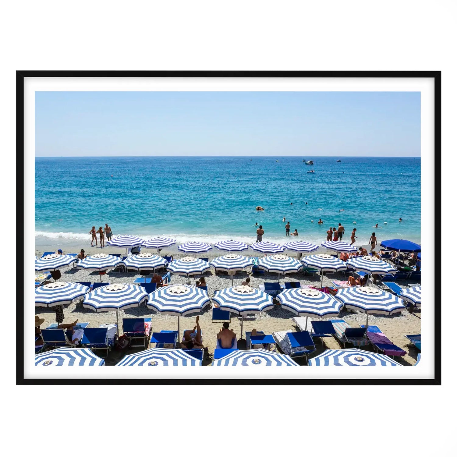 Monterosso Blue and White Beach Umbrellas, Cinque Terre