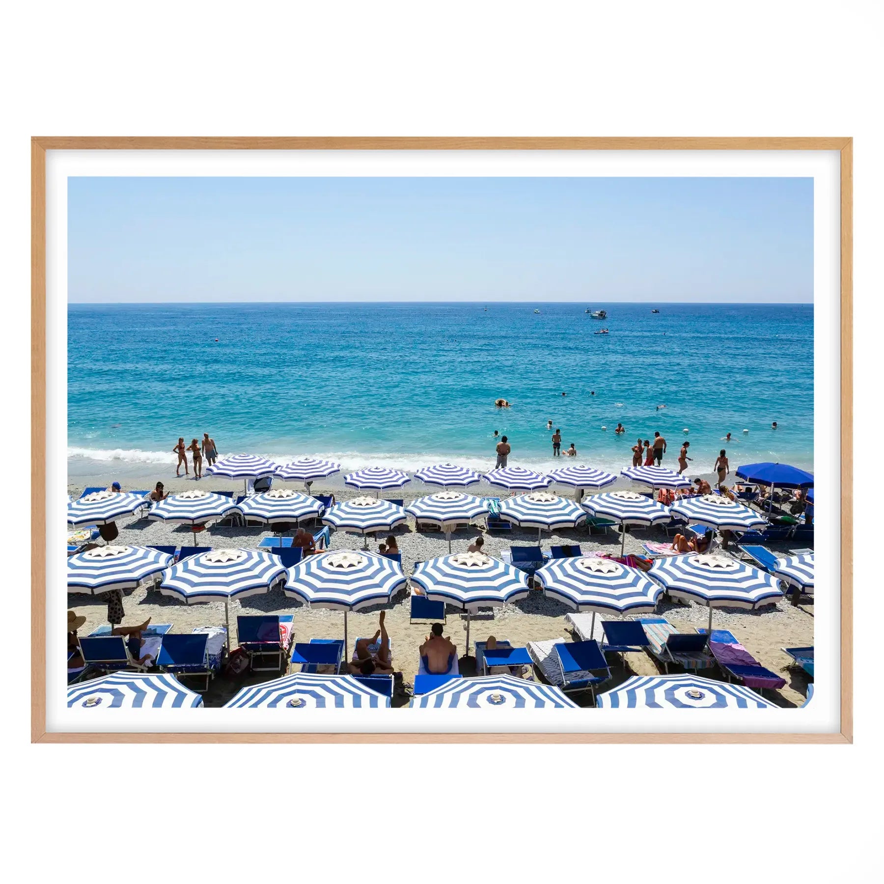 Monterosso Blue and White Beach Umbrellas, Cinque Terre
