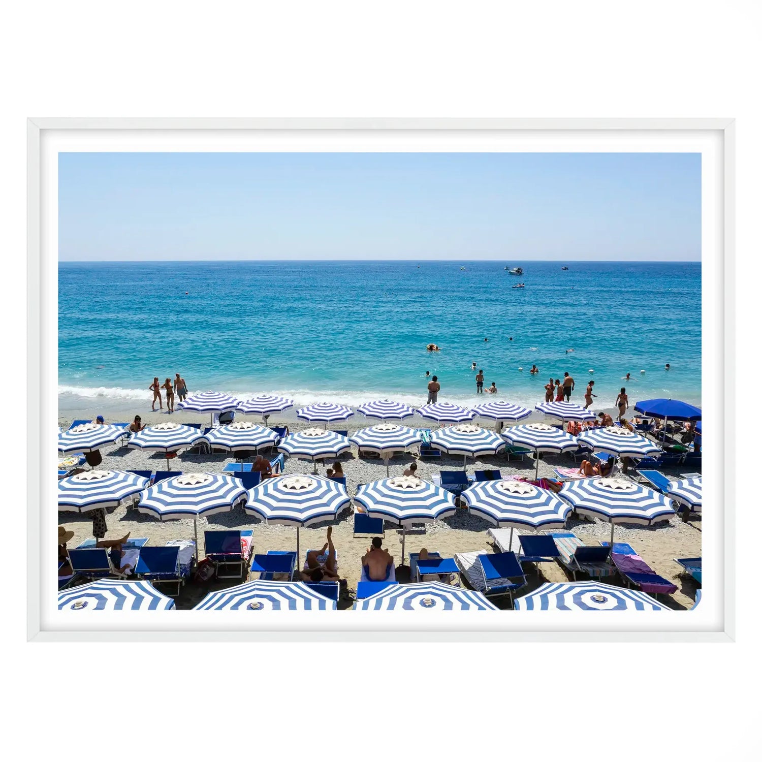 Monterosso Blue and White Beach Umbrellas, Cinque Terre
