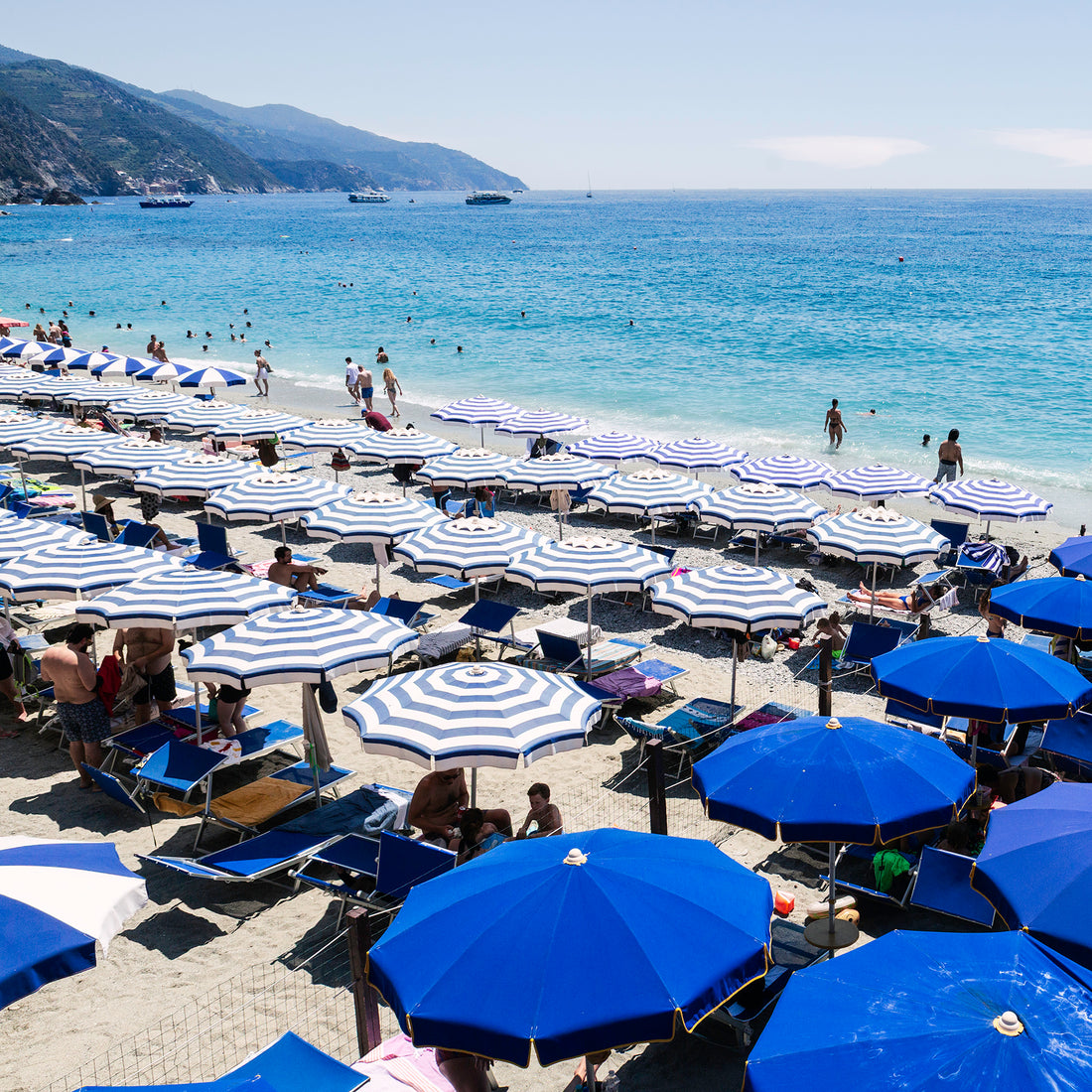 Monterosso Blues, Cinque Terre - Square - Nostalgic Edit - Wall Art Print