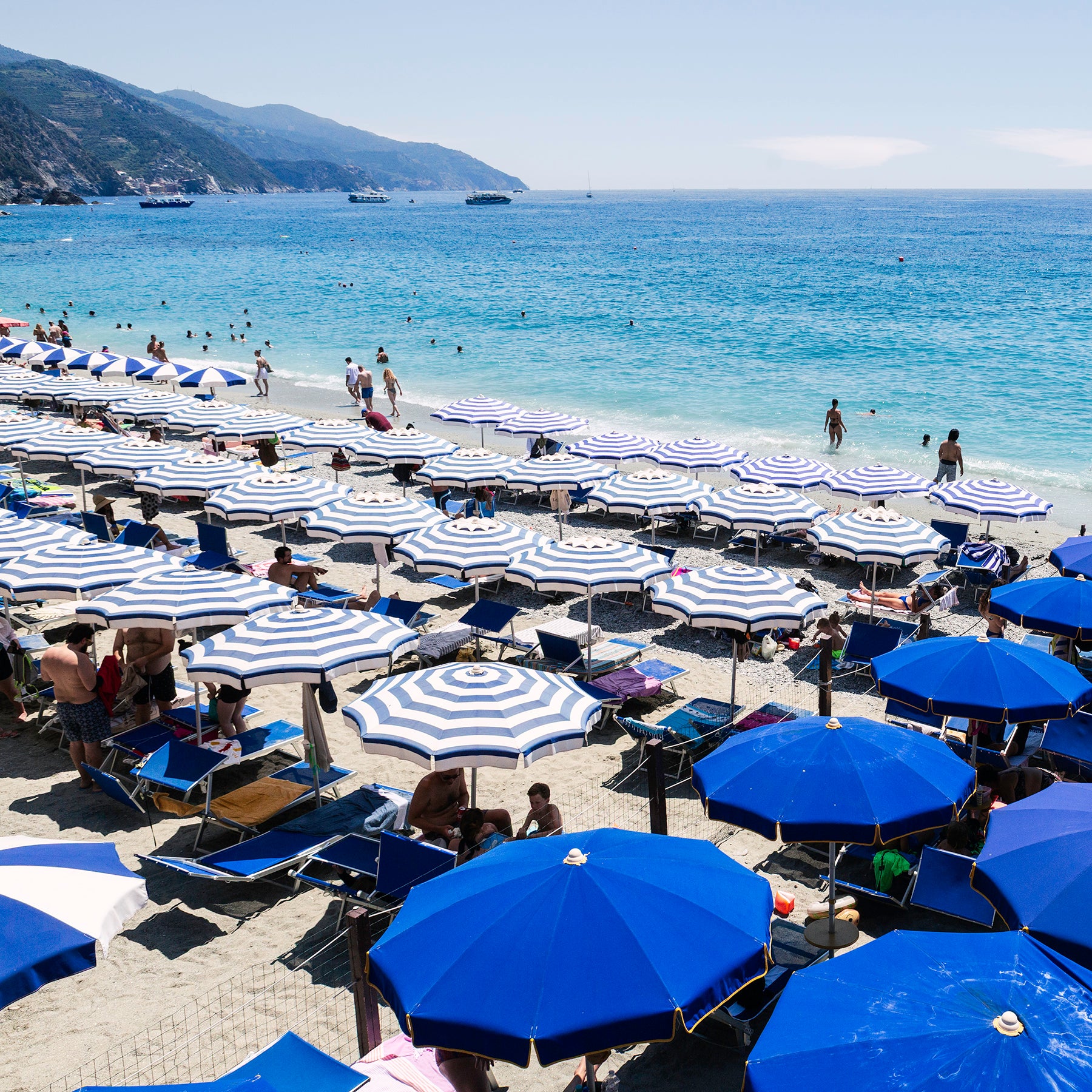 Monterosso Blues, Cinque Terre - Square - Nostalgic Edit - Wall Art Print