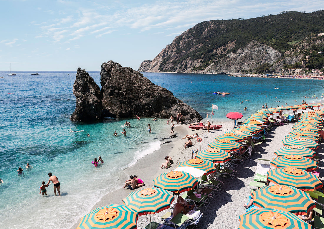 Orange and Emerald Monterosso Summer, Cinque Terre - Nostalgic Edit - Wall Art Print