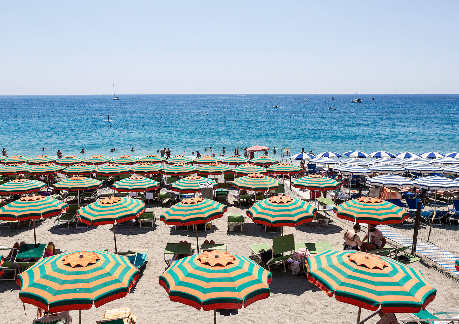 Monterosso Beach Umbrellas, Cinque Terre - Nostalgic Edit - Wall Art Print